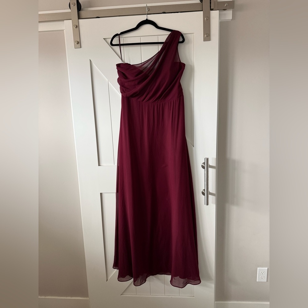 Birdy Grey One-Shoulder Wine Chiffon Gown